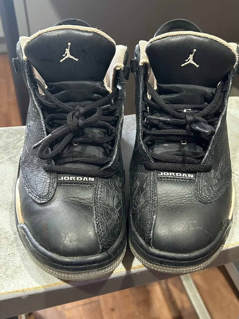 Jordan Black Leather Sneakers with Cream Lining